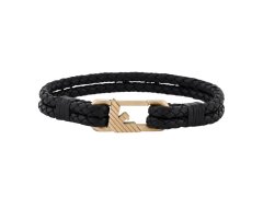 Emporio Armani Černý kožený náramek EGS3245710