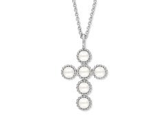 Engelsrufer Půvabný stříbrný náhrdelník s perlovým křížkem ERN-GLORY-CROSS (řetízek, přívěsek)