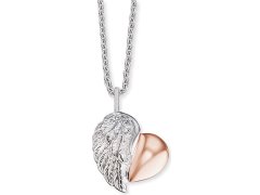 Engelsrufer Stříbrný bicolor náhrdelník Srdce s křídlem a zirkony ERN-LILHEARTWBI