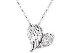 Engelsrufer Stříbrný náhrdelník Medailonek srdce s křídlem a zirkony ERN-WITHLOVE-2Z