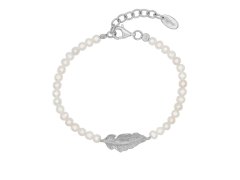 Engelsrufer Stříbrný perlový náramek s peříčkem ERB-GLORY-FEDER