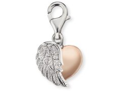 Engelsrufer Stříbrný bicolor přívěsek na náramek Srdce s křídlem ERC-HEARTWINGBI