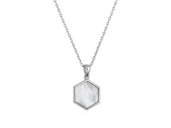 Evolution Group - Pavona Stříbrný dámský náhrdelník Hexagon s perletí 12149.1
