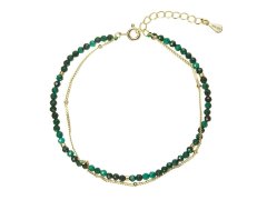 Evolution Group - Pavona Dvojitý pozlacený náramek s&nbsp;malachity 13114.3