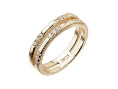Evolution Group - Pavona Dvojitý pozlacený prsten se zirkony 15018.1 crystal 50 mm