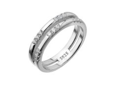 Evolution Group - Pavona Dvojitý stříbrný prsten se zirkony 15018.1 crystal 50 mm