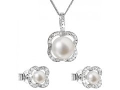 Evolution Group Luxusní stříbrná souprava s pravými perlami Pavona 29024.1 (náušnice, řetízek, přívěsek)