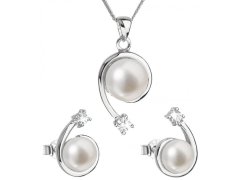 Evolution Group Luxusní stříbrná souprava s pravými perlami Pavona 29031.1 (náušnice, řetízek, přívěsek)