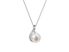 Evolution Group Luxusní zlatý náhrdelník s pravou perlou a brilianty 82PB00029
