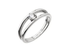 Evolution Group - Pavona Rozdvojený stříbrný prsten s čirým zirkonem 15017.1 crystal 52 mm
