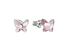 Evolution Group - Pavona Náušnice s světle růžovými krystaly Swarovski Motýl 51048.3 light rose