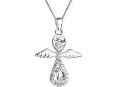Evolution Group Něžný stříbrný náhrdelník Anděl s krystaly Swarovski 32072.1 (řetízek, přívěsek)