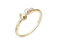 Evolution Group - Pavona Pozlacený otevřený prsten s&nbsp;říční perlou a&nbsp;zirkonem 25006.1 58 mm
