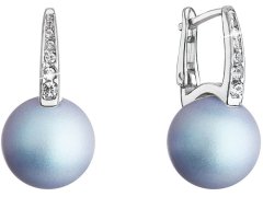 Evolution Group Překrásné stříbrné náušnice se světle modrou syntetickou perlou 31301.3