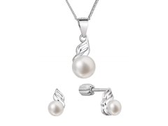 Evolution Group Půvabná sada šperků s pravými perlami 29046.1B (náušnice, řetízek, přívěsek)