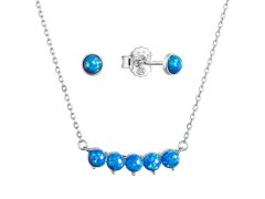 Evolution Group Půvabná sada šperků se syntetickými opály 19035.3 blue (náušnice, náhrdelník)