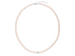 Evolution Group Romantický perlový náhrdelník s krystaly Preciosa 32063.3 rosaline
