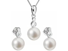 Evolution Group Souprava stříbrných šperků s pravými perlami Pavona 29035.1 (náušnice, řetízek, přívěsek)