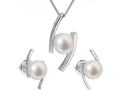 Evolution Group Souprava stříbrných šperků s pravými perlami Pavona 29039.1 (náušnice, řetízek, přívěsek)