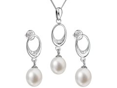 Evolution Group Souprava stříbrných šperků s pravými perlami Pavona 29040.1 (náušnice, řetízek, přívěsek)