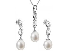 Evolution Group Souprava stříbrných šperků s pravými perlami Pavona 29041.1 (náušnice, řetízek, přívěsek)