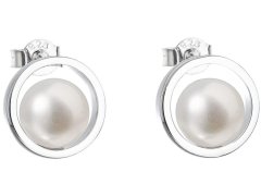 Evolution Group Stříbrné náušnice pecky s pravými perlami Pavona 21041.1