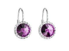 Evolution Group - Pavona Stříbrné visací náušnice s krystaly Preciosa 31216.3 amethyst