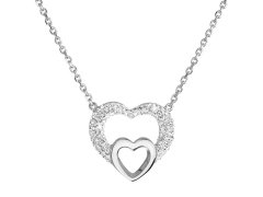 Evolution Group Stříbrný náhrdelník srdce s krystaly Swarovski 32032.1