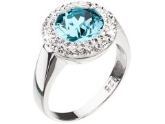 Evolution Group Stříbrný prsten s modrým krystalem Swarovski 35026.3 56 mm