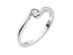 Evolution Group - Pavona Stříbrný vlnitý prsten se zirkonem 15011.1 crystal 52 mm