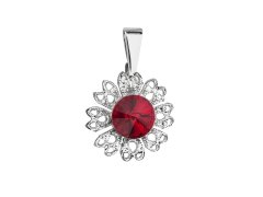 Evolution Group - Pavona Třpytivý přívěsek s rudým krystalem Swarovski Květina 54032.3 siam