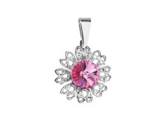 Evolution Group - Pavona Třpytivý přívěsek s růžovým krystalem Swarovski Květina 54032.3 rose