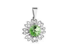 Evolution Group - Pavona Třpytivý přívěsek se zeleným krystalem Swarovski Květina 54032.3 peridot