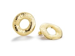 Evolution Group - Pavona Výrazné pozlacené náušnice z&nbsp;oceli BAGEL gold