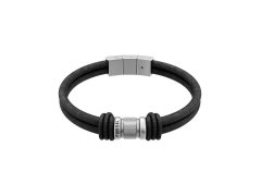 Fossil Černý kožený náramek pro muže Machine JF05008040