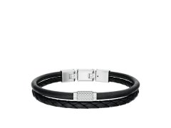 Fossil Kožený dvojitý náramek pro muže JF04989040