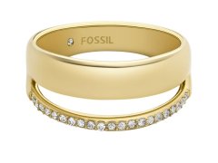 Fossil Stylový pozlacený prsten se zirkony Archival JOF01036710 52 mm