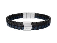 Fossil Stylový kožený náramek pro muže Woven JF04985040