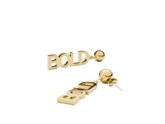 Furiosa Moderní pozlacené náušnice s&nbsp;textem Bold SE-BOLDEARING-G