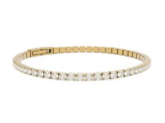 Furiosa Pozlacený tenisový náramek s čirými krystaly Swarovski SB-TENNIS-G 16 cm