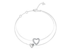 Guess Dvojitý ocelový náramek se srdíčky Beloved JUBB05027JWRH 14,5 cm