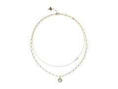 Guess Dvojitý pozlacený náhrdelník Unique Solitaire JUBN03395JWYGT
