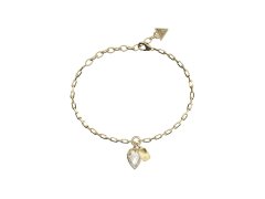 Guess Romantický pozlacený náramek Crystal Love JUBB06360JWYG 18,4 cm