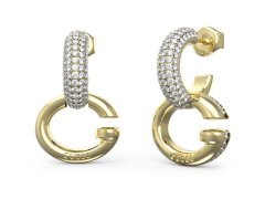 Guess Pozlacené kruhové náušnice s krystaly Oh My G JUBE04521JWYGT/U