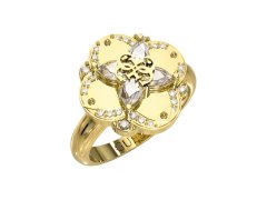 Guess Luxusní pozlacený prsten s&nbsp;květinou Wild Flower JUBR05506JWYG 56 mm