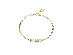 Guess Módní pozlacený náramek se zirkony Les Baguettes JUBB06329JWYG 18,4 cm