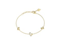 Guess Něžný pozlacený náramek se srdíčky Golden love JUBB06451JWYG 18,4 cm