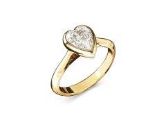 Guess Něžný pozlacený prsten Čiré srdce Crystal Love JUBR06363JWYG 52 mm