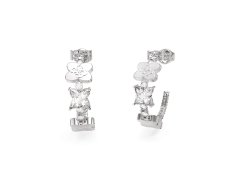 Guess Ocelové kruhové náušnice se čtyřlístky Wild Flower JUBE05505JWRHT/U