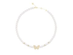 Guess Perličkový náhrdelník choker Borboleta JUBN06120JWYGT/U